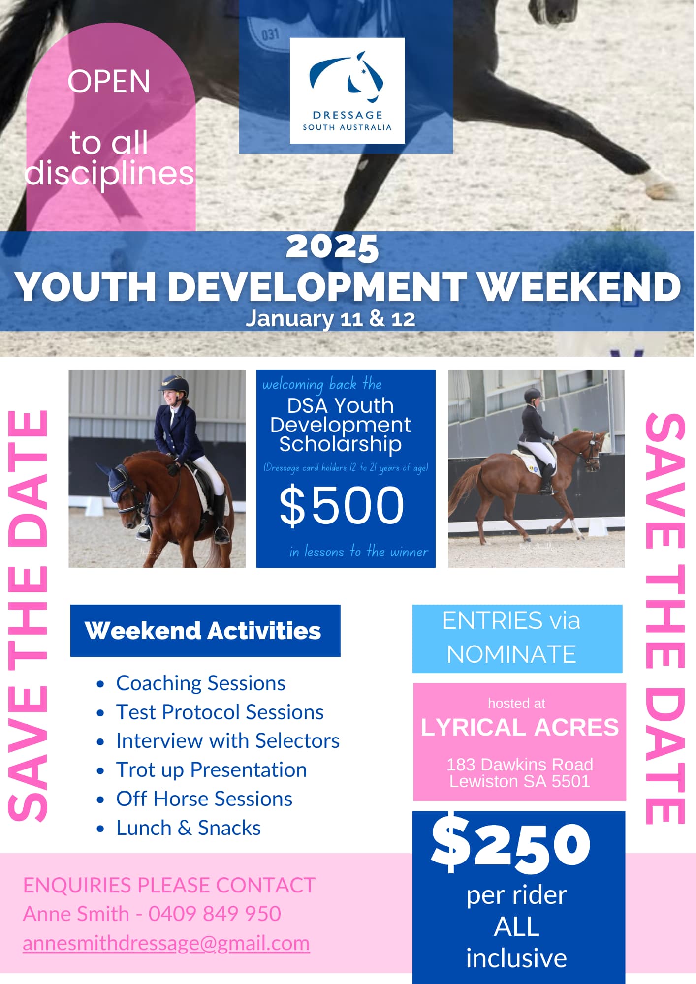 Dressage SA Youth Development Weekend Entries Open! Equestrian